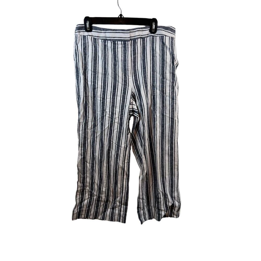Ann Taylor Women's Blue and White Striped Pants Size 10